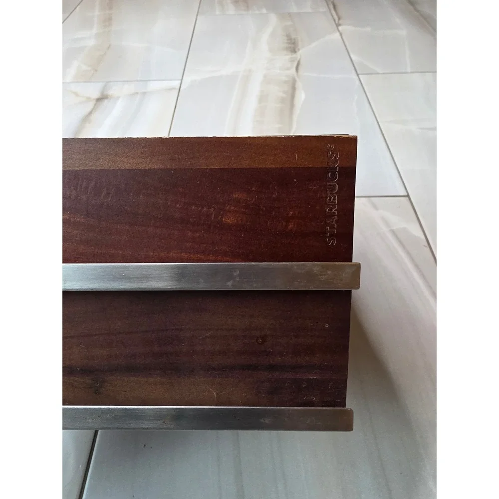Starbucks Coffee Pod Drawer Organizer Wood Top Metal Storage 12 Capacity A2‎